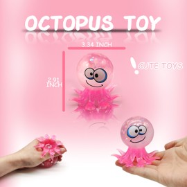 ZTATU Octopus Squishy Toys Stress Balls for Kids (1PCS) Octopus Suction Toys Stress Ball, Sensory Toys Squishy Balls for Kids, Sea Animal Toy Party Favors Stress Ball, Stress Relief Toy (Pink)