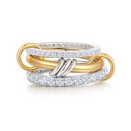 ZOERAY Rings Gold Silver for Men Women Waterproof 18k Gold-Plated Ring Silver Rings 925 Women with Zirconia Stackable Rings Set Wedding Rings Thumb Ring Engagement Rings Statement Rings Men Gifts