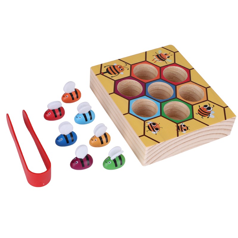 Fun Bee Picking Toy Kids Hand Grasping Training Wooden Games