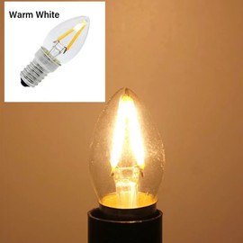 KIMROO 2W E12 C7 Candelabra LED Bulbs(6 Pack) 15W Enquivalent E12 Base LED Filament 2W Bulb 120V Dimmable 2700K Warm White Clear Glass C7 Mini Candle Torpedo Shape for Night Light (Warm White)