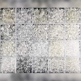 Ideen mit Herz Bead Box with Beads | Transparent Storage Box Filled with 20 Different Beads | Ideal for Threading & Jewellery Crafts | 500g Beads (Clear)