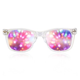 GloFX Ultimate Diffraction Glasses - Clear - 3D Rainbow Star Diffraction - Great EDM, Festival, Concert
