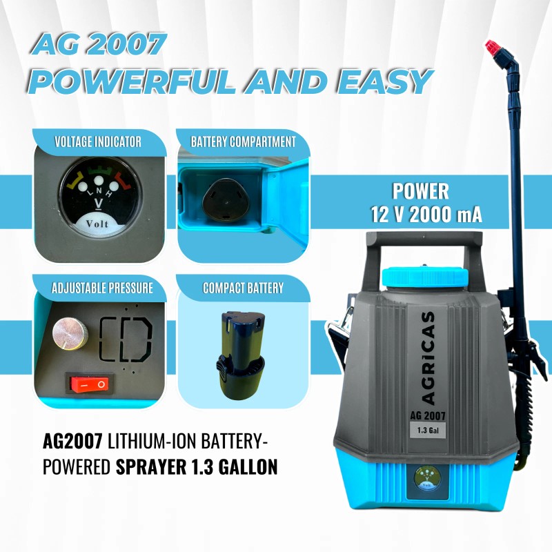 AGRICAS AG2007 1.3 Gallon Battery Powered Sprayer