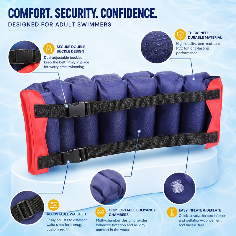 Inflatable Swim Belt for Adult Pool Training – Adjustable Waist