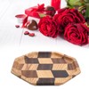 Grid Pattern Wood Plate Fruit Dishes Holder Tea Tray Dessert