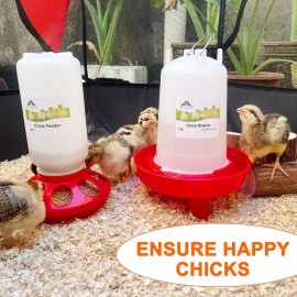Unbranded Chick Duck Feeder and Waterer Kit, 2.2LBS Chick Feeder and 0.4Gal Chick Waterer