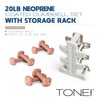 Tone Fitness 20 LB Neoprene Dumbbell Set with Storage Rack