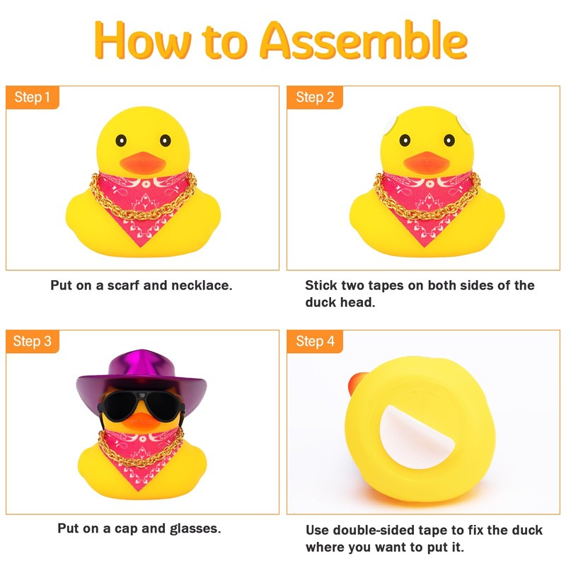 wonuu Bright Cowboy Hat Rubber Ducks, Dashboard Decorations Duck for