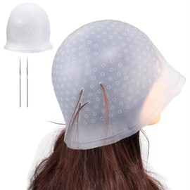 2pcs Punched Hole Silicone Highlight Hair, Reusable Hair Dye Cap with Holes,Hair Dye Kit Hair Colouring Tools Hair Dye Brush with Needles for Color Hair Salon Hairdressing Tools