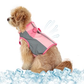 SEIS Cooling Dog Harness Summer Pet Reflective Vest Breathable Cat Costume for Small Medium Large Dogs (Pink, S)