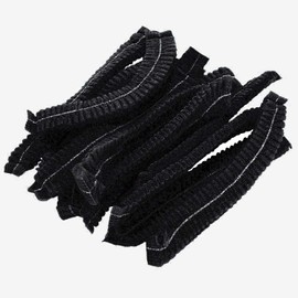 A+ DESIGN 100 Pieces Disposable Non-Woven Clip Caps Mob caps hairnets Head Cover, 21", with 6 Colors for You to Choose. (Black)