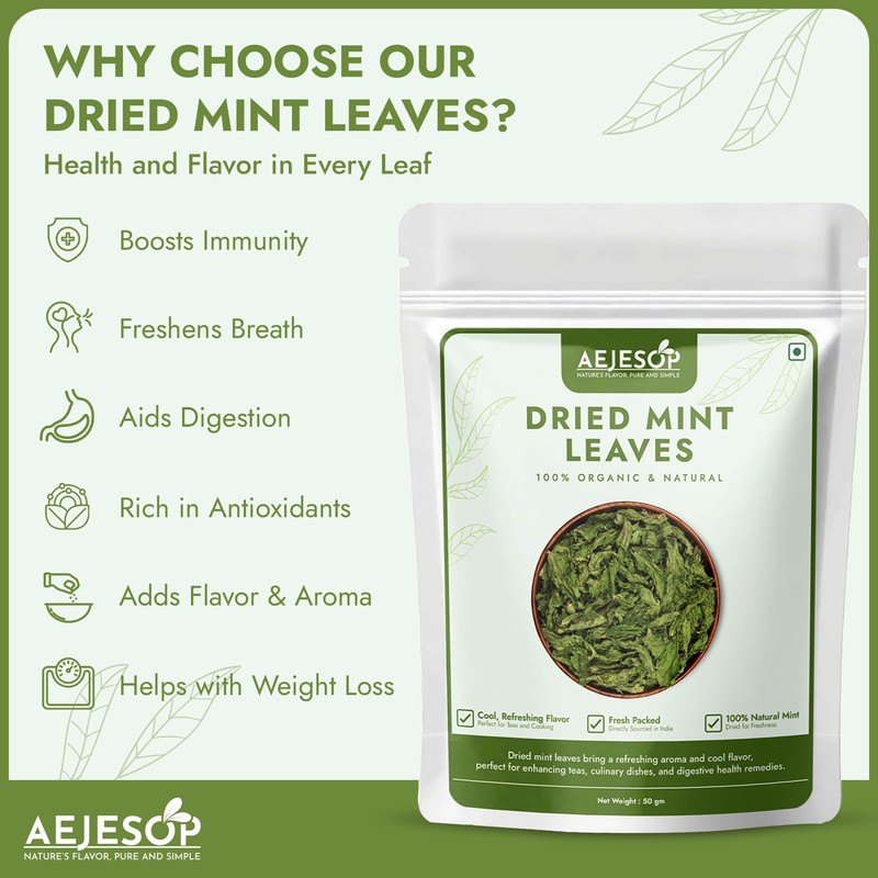 AEJESOP Dried Mint Leaves, 50g