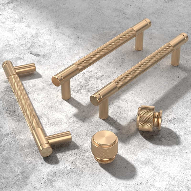 Cosycove 10 Pack Champagne Bronze Knurled Kitchen Cabinet Knobs, Cupboard