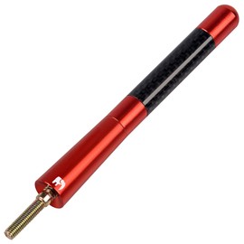 ONE250 Short Antenna, Red, Compatible with Dodge RAM (1994-2024) & Ford F-Series (1997-2024) Trucks, Aluminum + Carbon Fiber, 4.7" (120mm), Easy Screw-On Installation
