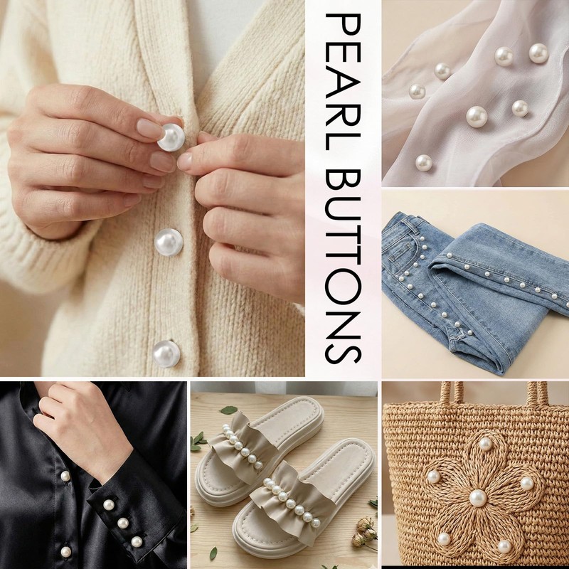 Quuztao 60 Sets Pearl Buttons for Clothes, 3 Size No