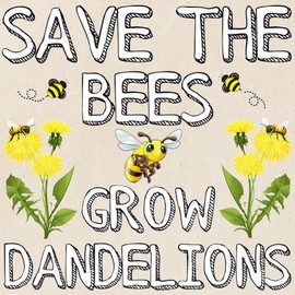 CafePress Save The Bees Grow Dandelions Tote Bag Natural Canvas Tote Bag, Reusable Shopping Bag