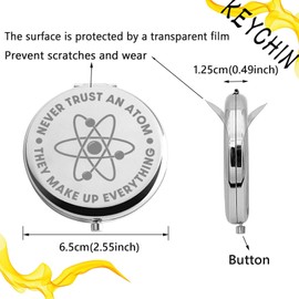 bobauna Scientist Pocket Mirror Science Lovers Gift Never Trust an Atom They Make Up Everthing Makeup Mirror for Women Girls (Never Trust an Atom-S)