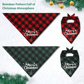 Viretec Dog Bandana Christmas 2 Pack, Classic Buffalo Plaid Triangle Fall Xmas Christmas Dog Scarf Bibs Kerchief, Pet Costume Accessories Decoration, Holiday Bandanas for Small Medium Large Dogs Cats