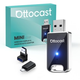 OTTOCAST 2-in-1 Wireless Carplay Android Car Adapter, OTTO CAST Mini Edge for iOS 10+ & Android 11+, Seamless Connection for Vehicles with Factory Carplay/Android Car