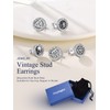 Suplight 925 Sterling Silver Valknut Viking Rune Stud Earrings Flat