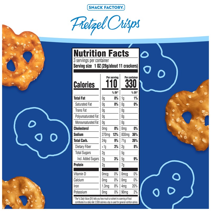 Snack Factory Pretzel Crisps, Original, On-the-Go Bag, 3 Oz