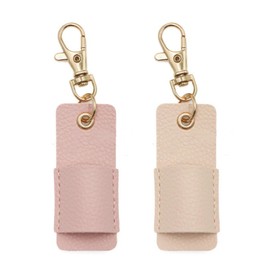 YFFSFDC PU Leather Pen Holder 2 Pack, Neck Hanger, Holds Glasses and Pens, White/Black, Skin color + pink, Casual