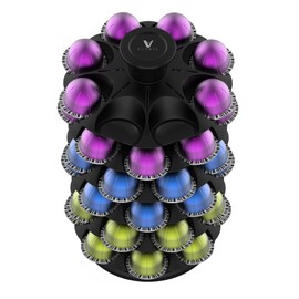 EVERIE Coffee Pod Organizer Holder Carousel Compatible with Nespresso Vertuoline Capsules, Holds 48 Pods, NRS02
