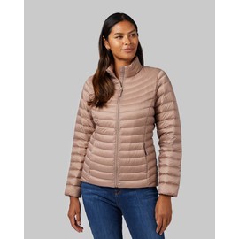 32 Degrees Women's Quilted Ultra-Light Down Packable Puffer Jacket | Layering |Semi-Fitted | Zippered Pockets | Water Repellent, Metallic Taupe, XX-Large