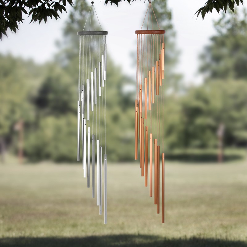 35inch 18-Bar Classic Rotating Wind Chime Solid Wood Aluminum Alloy