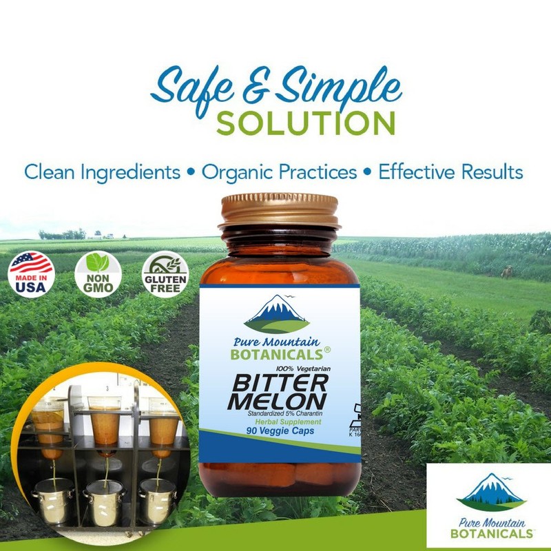 Pure Mountain Botanicals Bitter Melon Capsules - Kosher Vegan Caps