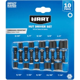 Unbranded HART 10-Piece Impact Rated Assorted Nut Driver Set, 10 Count
