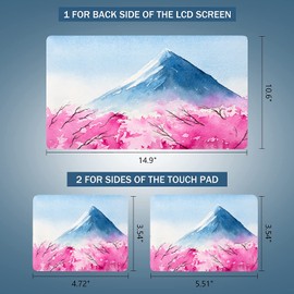 Mibbxea 15.4-15.6 Inch Laptop Skin Sticker, Customisable, Universal for 12.1 13 13.3 14 Inch Computers and Netbooks, Reusable Notebook Art Protector (005 Fujiyama Cherry Blossoms)