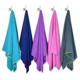 Flow - Toalla de natación de microfibra de secado rápido, toallas de piscina para natación competitiva y otros deportes acuáticos con opciones medianas y grandes disponibles (morado, mediano (47 x 20