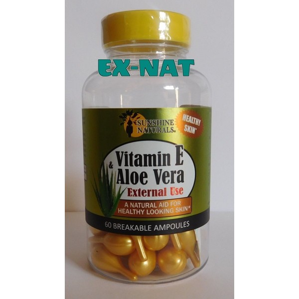 Vitamin E & Aloe Vera 60 Ampules Natural AID External Use Skin Care Oil Skin