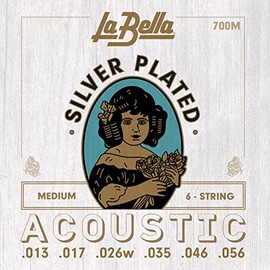 La Bella 700M Silver-Plated - Medium, 6-String Acoustic Guitar String 13-56