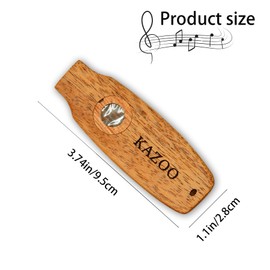 Fsocpen Wood Kazoos,Kazoo Musical Instruments with 10 Membranes,Beginners of Musical Instruments,Sling Design Kazoos for Adults/Music Lovers (Style 1)