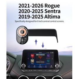 Masergogo Wireless charging car phone holder For Nissan Rogue 2021-2026 / Sentra 2020-2025 / Altima 2019-2025 Accessories 8 inch Screen Fixed Clip,360° Rotation car phone mount Compatible with MagSafe