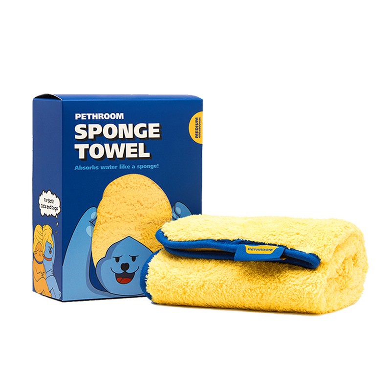 PETHROOM [Pesroom] Sponge Towel (M) Microfiber Towel for Dogs/Cats