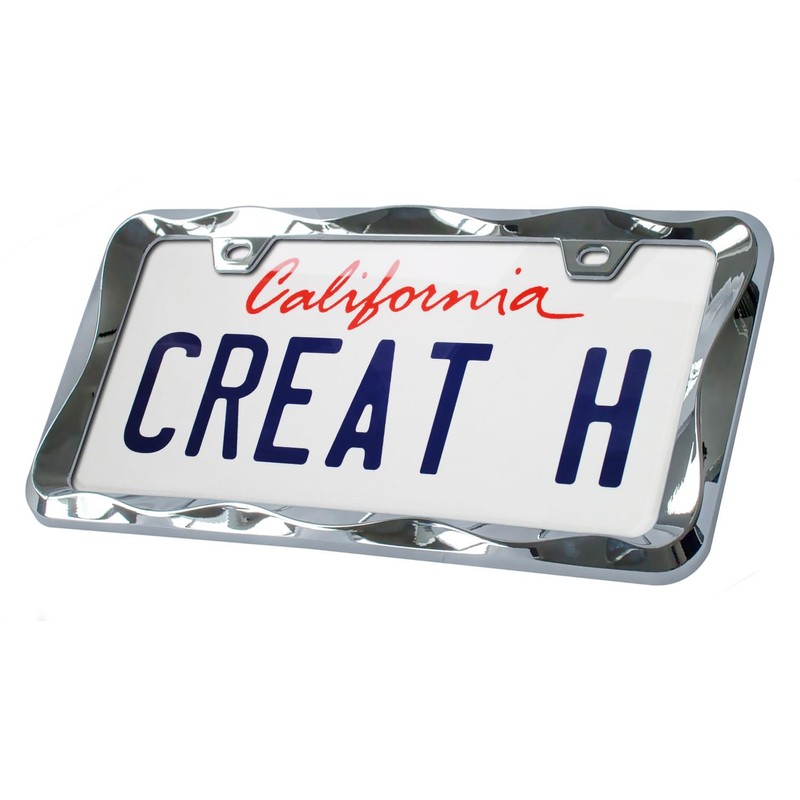 Creathome 3D Curly Wave Pattern Chrome License Plate Frame from