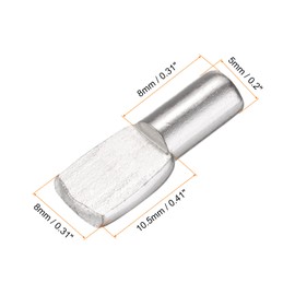 sourcing map 40pcs Shelf Support Peg 5mm/0.2" Spoon Shaped Iron Bracket Pegs with Pin Shelf Peg Shelf Clips for Furniture Bookcase Wardrobe Kitchen Cupboard, Silver Tone