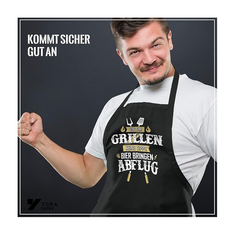 Yora BBQ Apron for Men - Bin am Grillen (German