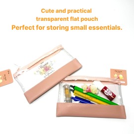 Bear-Pooh Clear Zipper Flat Pouch 2-Pack - Versatile Mesh Zipper Bags for Travel, Makeup, Stationery - Transparent Design for Easy Visibility - Compact Flat Pouch for Efficient Organization