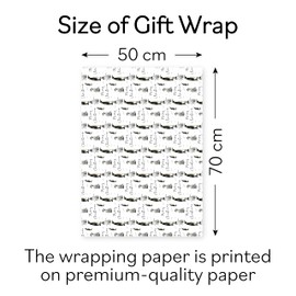 Hunts England - 1 Sheet Of Fun Christmas Penguin Wrapping Paper For Him Or Her - Includes 2 Gift Tags - Festive Collection - Premium Xmas Gift Wrap For Boys, Girls, Kids, Men, Women, etc.