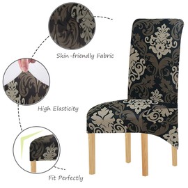 KELUINA Printing Fabric Stretch XL Chair Covers for Dining Chairs, 2/4/6 Pcs Elastic Large Chair Slipcover for Dining Room Wedding Banquet Party Decoration (Multi-2, 4 Pack)