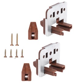 Drawer Guide Kit, 2Pcs Center Mount Drawer Slides with Metal Back Plate and Roller Stops for Dresser Drawer Replacement & Repair