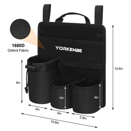 Yorkenbe 2 Packs Beach Chair Cup Holder, Chair Side Organizer with 2 Adjustable Fastener Strap and Hard Back Support, Easily Attached to Camping Chair, Patio Recliner Chair (2)