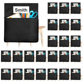 Kartols 24 PCS Chair Pockets for Classroom, 20 x 17 Inch Large Chair Pockets, seat Sacks for Classroom Chairs k-2, with Name Tag 24, Teacher Chair seat Sack Classroom Folders Teacher Supplies Black