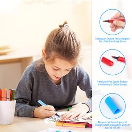 Elezeal Washable 48 Assorted Colours Chunky Colouring Pens Kit for Kids Students Felt Tip Markers with Storage Box Colourful Pens for Drawing Adult Colouring book Pens