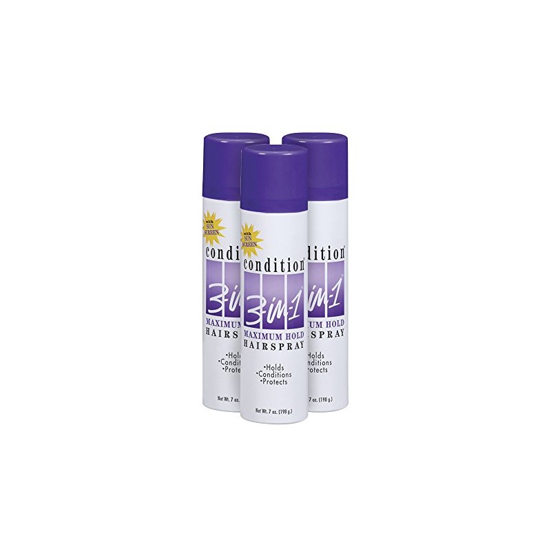 Condition 3-in-1 Maximum Hold Hairspray, (Pack of 3), 7 Oz
