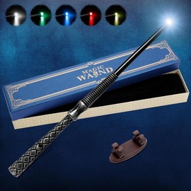 Light Up Magic Wizard Wand with 5 Static Light Colors, Rechargeable Illuminating  Witch Wand for  Collection Cosplay, with Mini Stand Display, Blossom - Color: Dragonscale